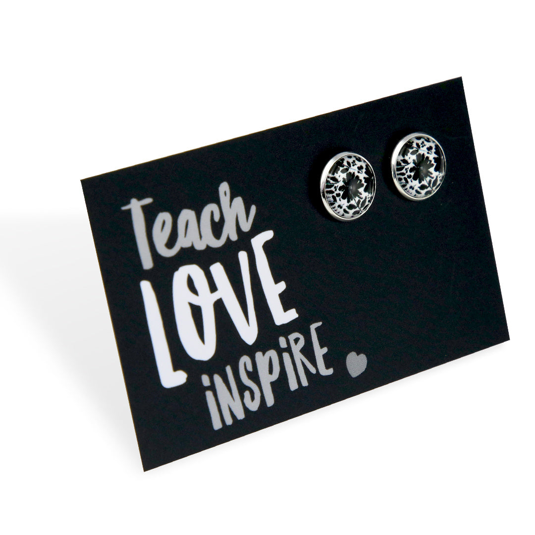 Black & White Collection - Teach Love Inspire - Bright Silver 12mm Circle Studs - Inky Buds (12552)