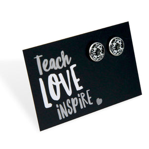 Black & White Collection - Teach Love Inspire - Bright Silver 12mm Circle Studs - Inky Buds (12552)