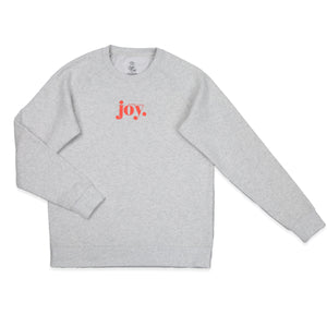 Joy Crew Neck Jumper - Light Grey Marle - Sunshine Orange Print