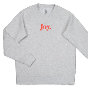 Joy Crew Neck Jumper - Light Grey Marle - Sunshine Orange Print