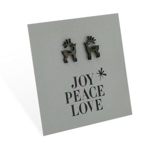 Stainless Steel Earring Studs - Joy Peace Love - STANDING REINDEER