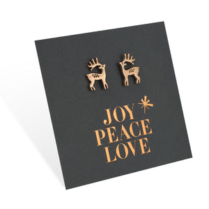 Stainless Steel Earring Studs - Joy Peace Love - STANDING REINDEER