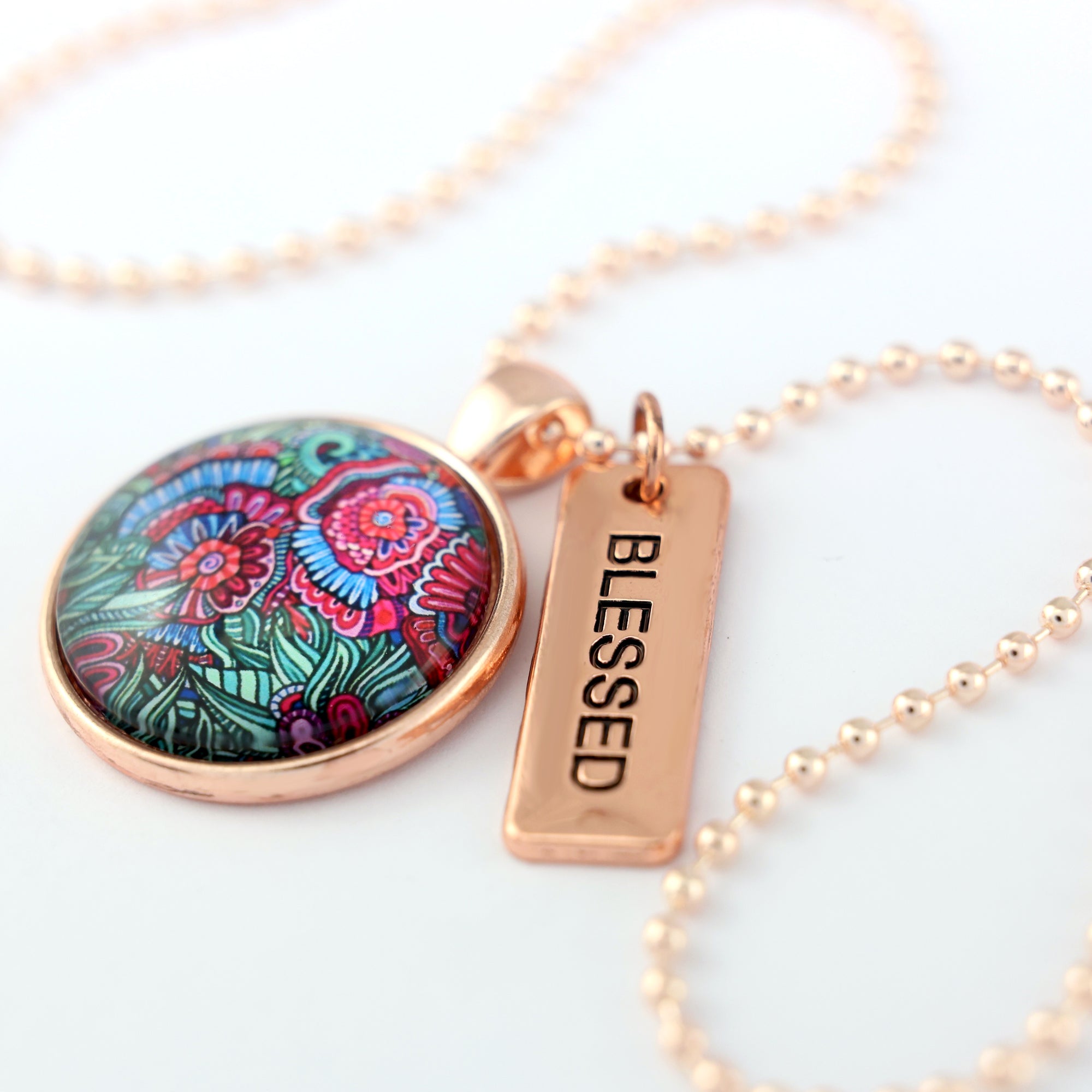 FLORAL WONDERS - Rose Gold 'BLESSED' Necklace - Lillian (10721)