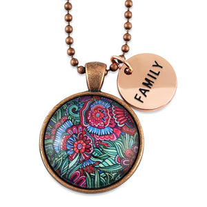 FLORAL WONDERS - Vintage Copper 'FAMILY' Necklace - Lillian (10755)