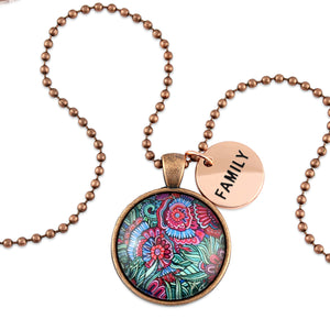 FLORAL WONDERS - Vintage Copper 'FAMILY' Necklace - Lillian (10755)