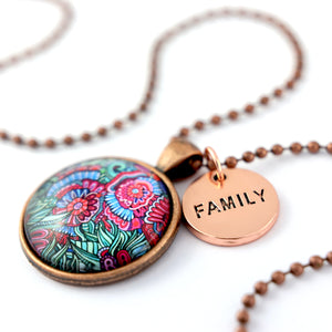 FLORAL WONDERS - Vintage Copper 'FAMILY' Necklace - Lillian (10755)