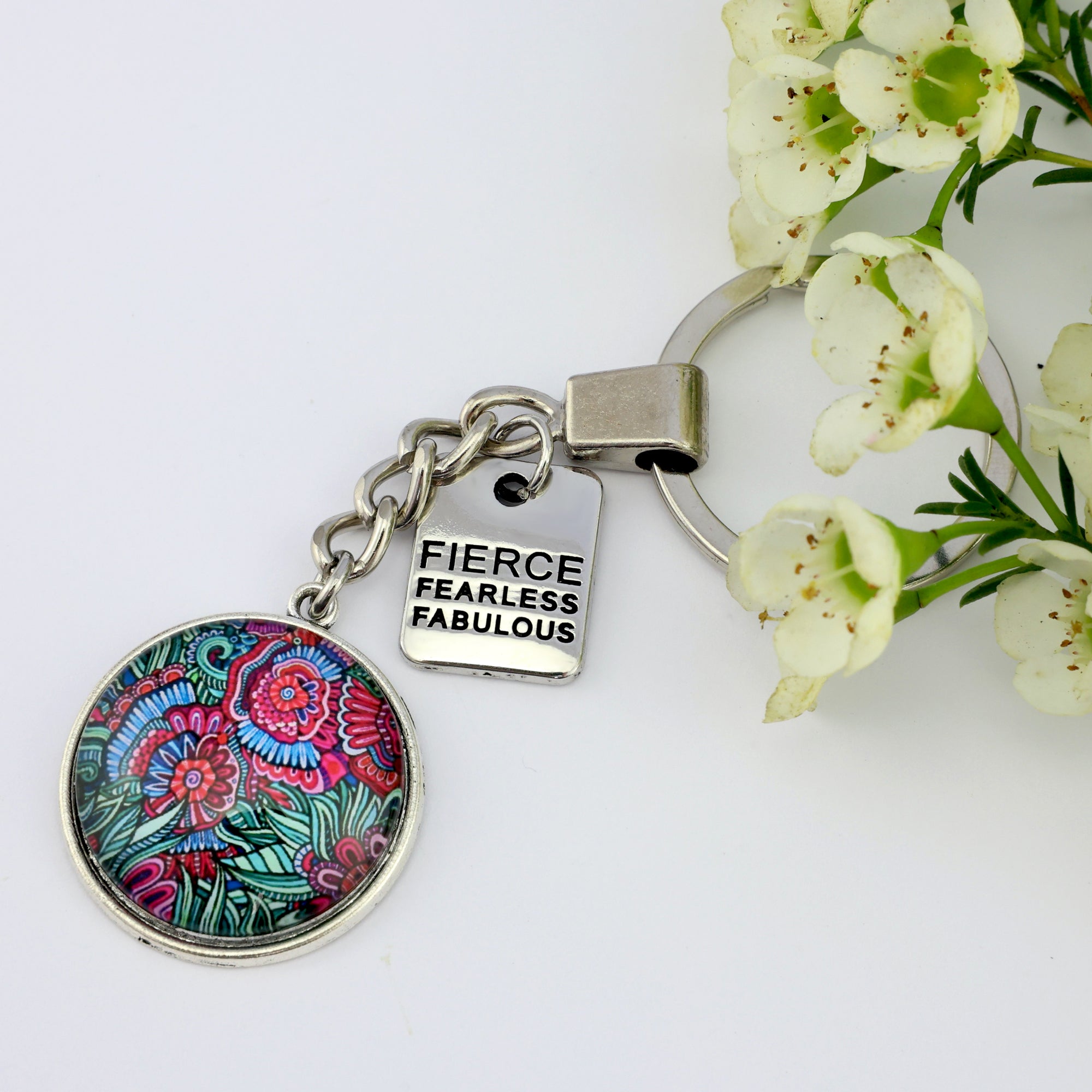 LILLIAN-FierceFearlessFabulous-VintageSilverKeyring1