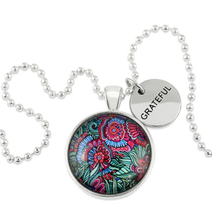 FLORAL WONDERS - Bright Silver 'GRATEFUL' Necklace - Lillian (10451)