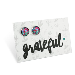 FLORAL WONDERS - Grateful - Bright Silver 12mm Circle Studs - LILLIAN (10865)