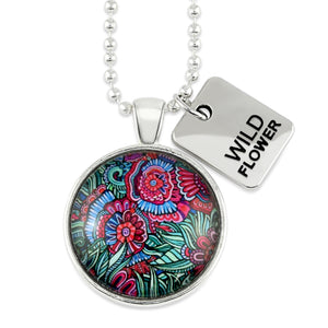 FLORAL WONDERS - Bright Silver 'WILDFLOWER' Necklace - Lillian (10612)