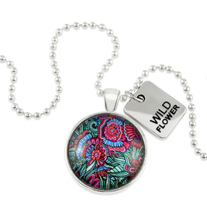 FLORAL WONDERS - Bright Silver 'WILDFLOWER' Necklace - Lillian (10612)