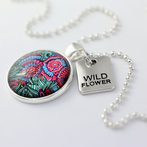 FLORAL WONDERS - Bright Silver 'WILDFLOWER' Necklace - Lillian (10612)