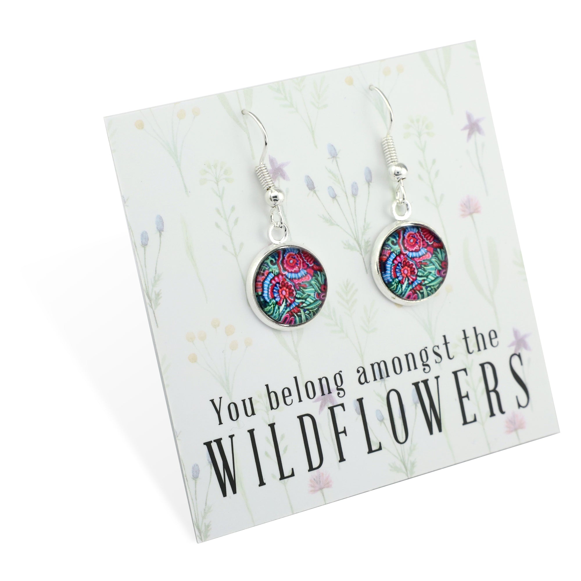 FLORAL WONDERS - You Belong Amongst The Wildflowers - Bright Silver Dangle Earrings - LILLIAN (11143)