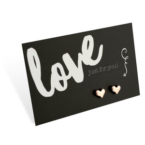 Cute Heart Earring Studs - Love Just For You - Rose Gold (9717)