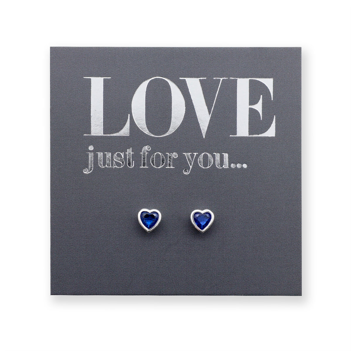 Blue Hearts - Sterling Silver Studs + CZ crystal - Love Just For You (9712-R)