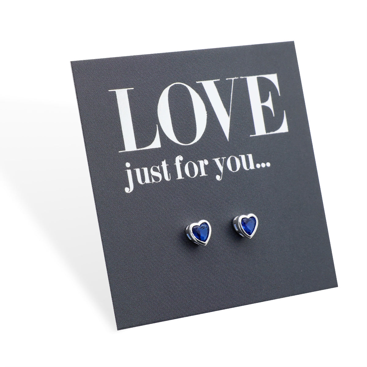 Blue Hearts - Sterling Silver Studs + CZ crystal - Love Just For You (9712-R)