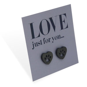 Stainless Steel Earring Studs - Love Just For You - HEART PAW PRINTS