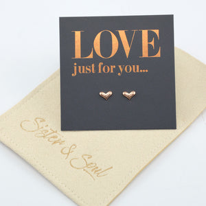 Perfect Hearts - 18k Rose Gold Plated Sterling Silver Studs - Love Just For You (8516)