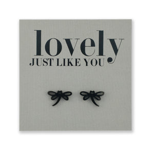 Stainless Steel Earring Studs - Lovely Just Like You - DRAGONFLY LOVE