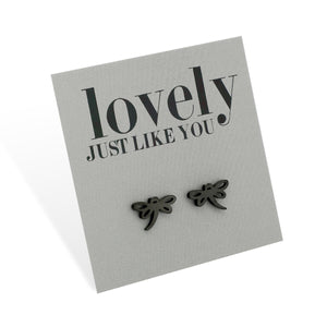 Stainless Steel Earring Studs - Lovely Just Like You - DRAGONFLY LOVE