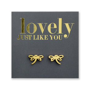 Stainless Steel Earring Studs - Lovely Just Like You - DRAGONFLY LOVE