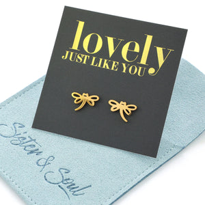 Stainless Steel Earring Studs - Lovely Just Like You - DRAGONFLY LOVE