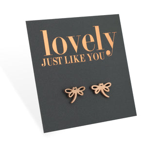 Stainless Steel Earring Studs - Lovely Just Like You - DRAGONFLY LOVE