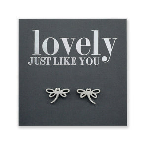 Stainless Steel Earring Studs - Lovely Just Like You - DRAGONFLY LOVE