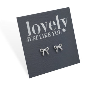 Tiny Bows - Sterling Silver Studs - Lovely Just Like You (9710-R)