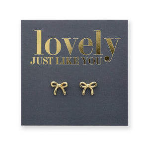 Tiny Bows - Sterling Silver Gold Studs - Lovely Just Like You (11535)