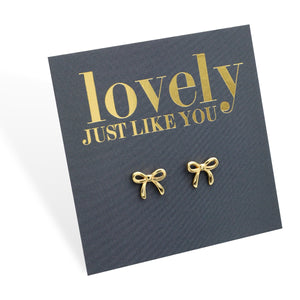 Tiny Bows - Sterling Silver Gold Studs - Lovely Just Like You (11535)