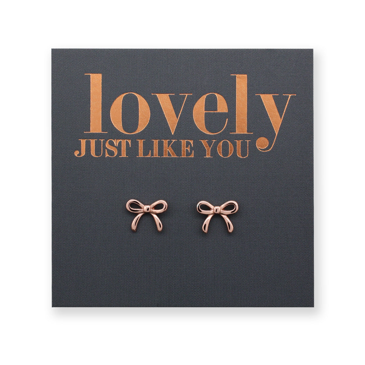 Tiny Bows - Sterling Silver 18k Rose Gold Plated Studs - Lovely Just Like You (9710-F)