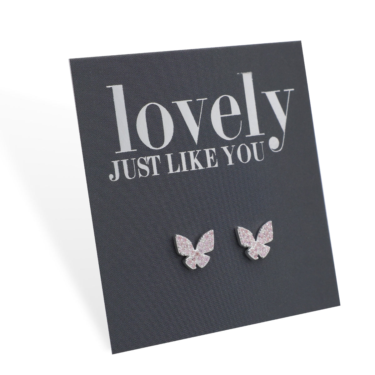 PINK COLLECTION - Butterfly Bliss - Sterling Silver Stud + Soft Pink CZ - Lovely Just Like You (8603-R)