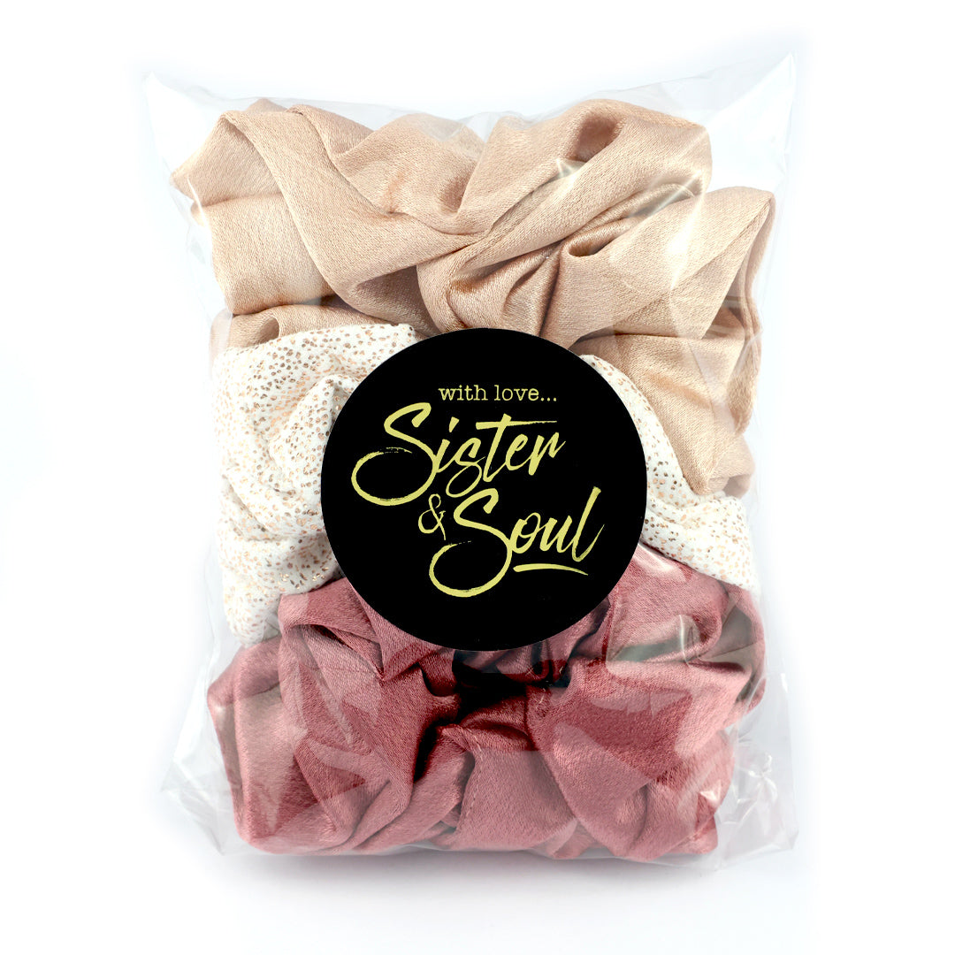 SCRUNCHIES 3 pack - LUXE SATIN & VELOUR  (T03)