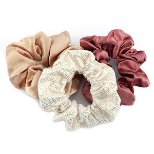 SCRUNCHIES 3 pack - LUXE SATIN & VELOUR  (T03)