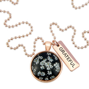 Black & White Collection - Rose Gold 'GRATEFUL' Necklace - Daisy Town (11044)