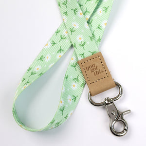 LANYARD with embossed words - MINT DAISIES