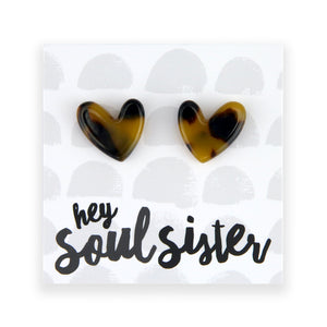 Hey Soul Sister - Resin Heart Studs - Mottle (12233)