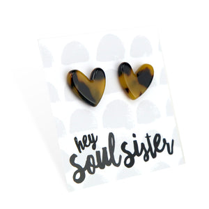 Hey Soul Sister - Resin Heart Studs - Mottle (12233)