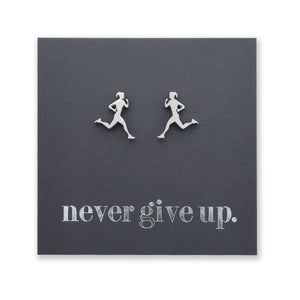 Stainless Steel Earring Studs - Never Give Up - RUNNERS