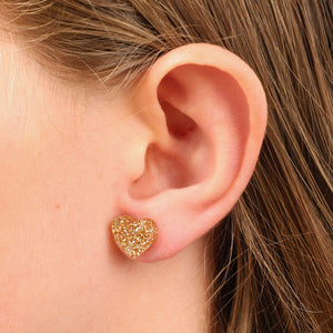 SPARKLE ACRYLIC HEART STUDS - You Are Actually Wonderful - Champagne Gold Glitter (11813)