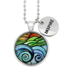 Heart & Soul Collection - Bright Silver 'INSPIRE' Necklace - Ocean and Earth (12861)