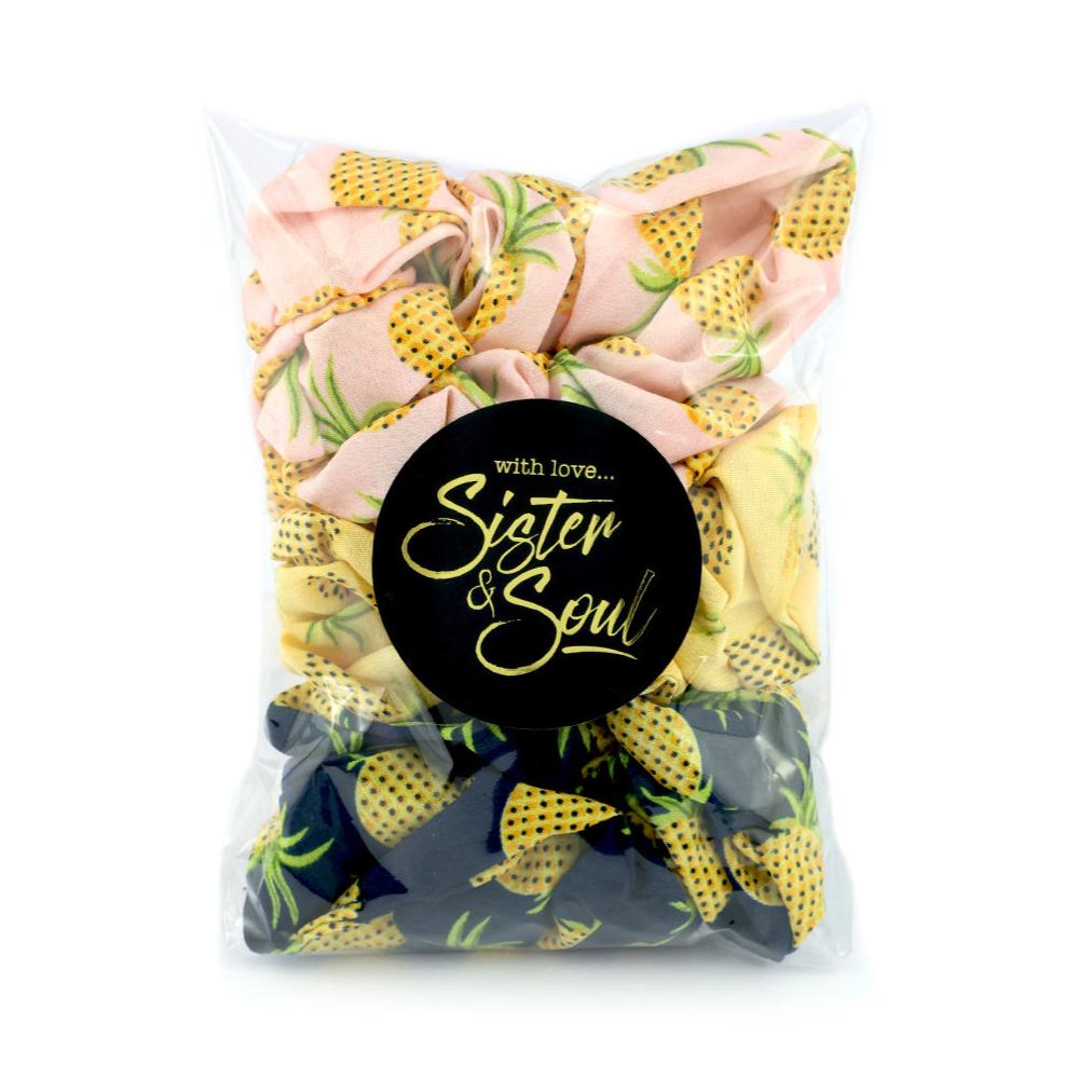 SCRUNCHIES 3 pack - PINEAPPLE PRINT (S07)