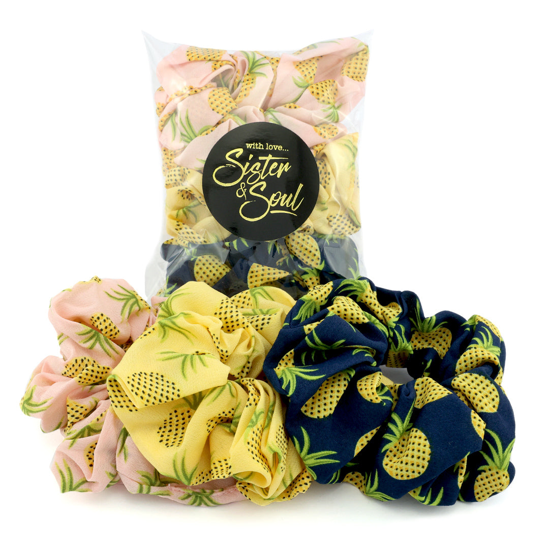 SCRUNCHIES 3 pack - PINEAPPLE PRINT (S07)