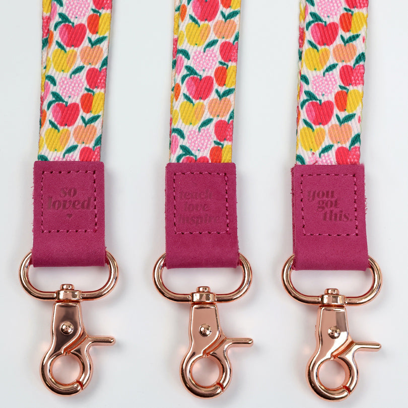 LANYARD with embossed words - PINK APPLE