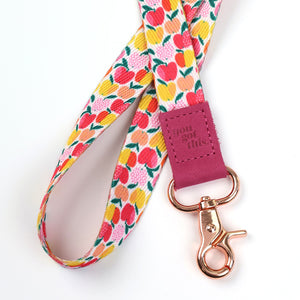 LANYARD with embossed words - PINK APPLE