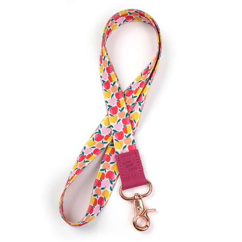 LANYARD with embossed words - PINK APPLE