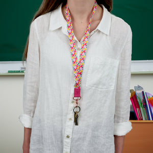 LANYARD with embossed words - PINK APPLE