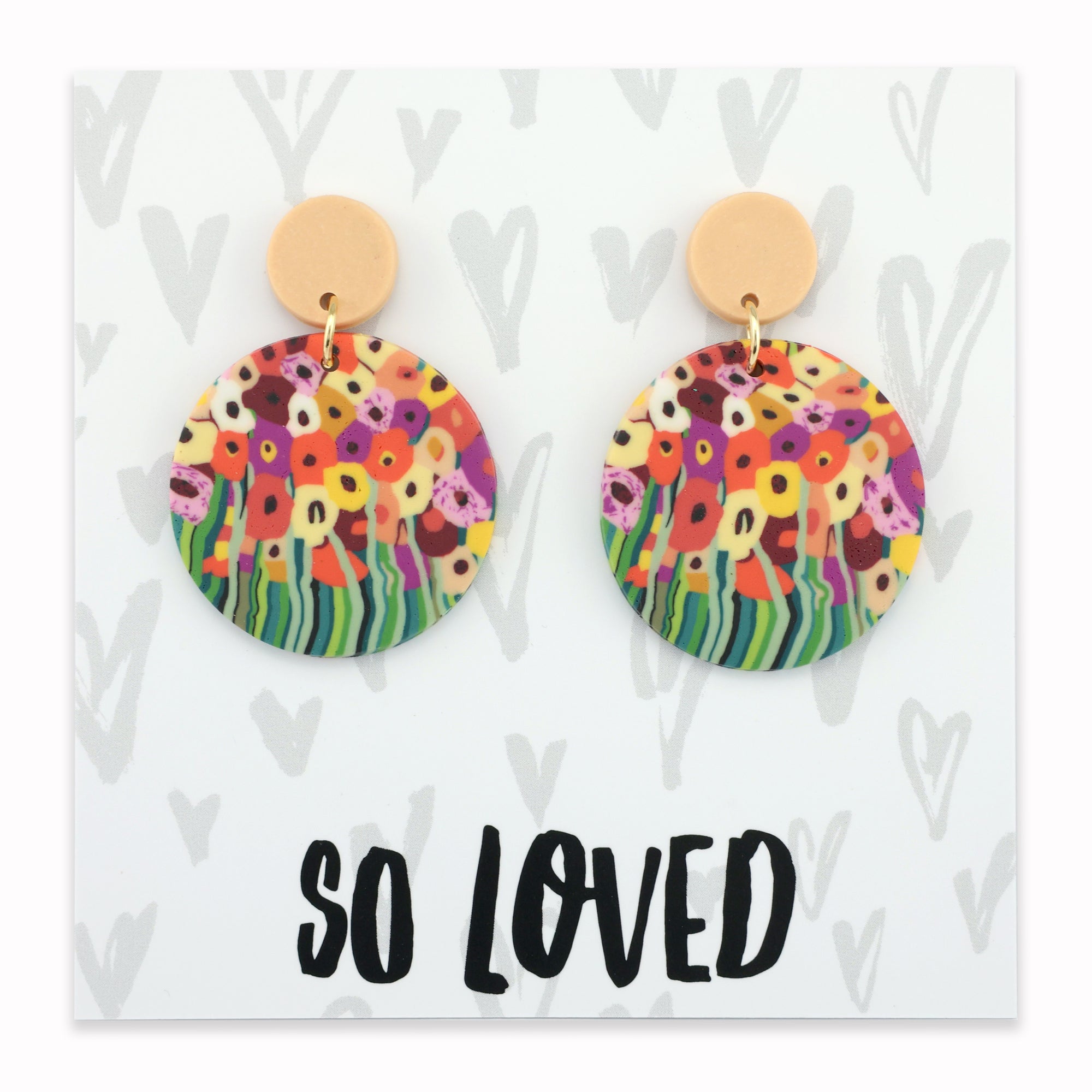 Acrylic & Polymer Dangles - 'So Loved' - Polly Circles (11944)