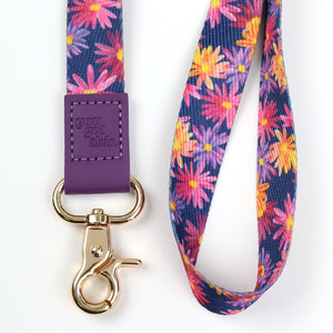 LANYARD with embossed words - PURPLE FLORAL